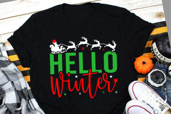Christmas T Shirt, Hello Winter SVG: Graphics & Print Templates