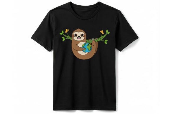 Earth Day Sloth Graphics for T-Shirt Designs