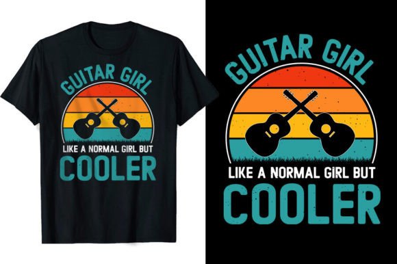 Guitar Girl Retro Graphics & T-Shirt Designs
